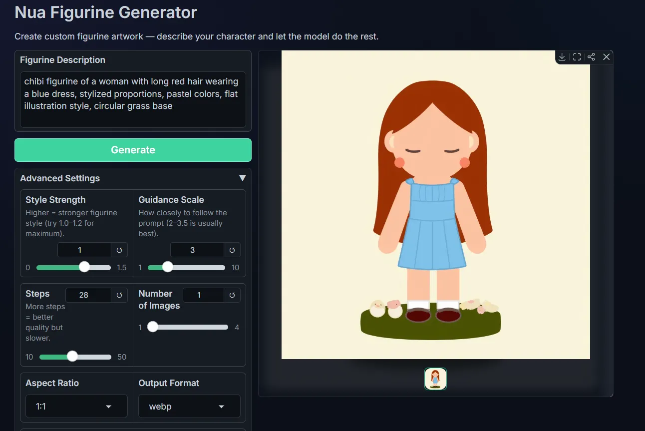 Gradio UI with generated figurine